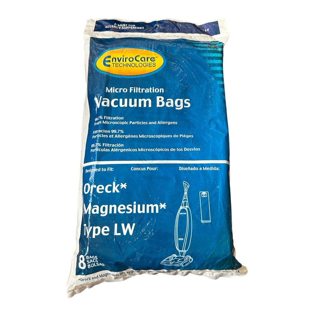 EnviroCare 8 Pack Micro Filtration Vacuum Bags for Oreck Magnesium Type LW